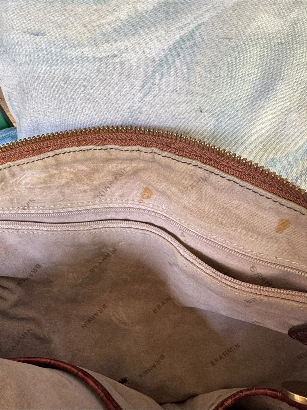 Brahmin Chestnut Croc-Embossed Leather Satchel